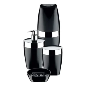 Kit Lavabo Banheiro 4 Peças Future Plastico Preto Cromado