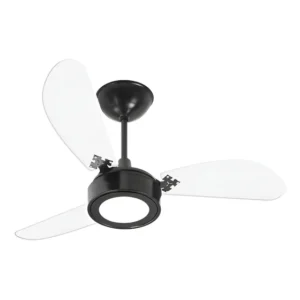 Ventilador New Cristal Led 6500k 3 Pás Venti-delta Estrutura Preto Pás Transparente