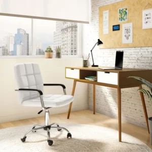 Cadeira De Escritório Secretária Fitz Branca Cor Branco