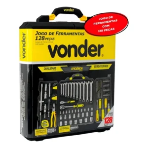 Kit Jogo Ferramentas Maleta 128 Peças Soquetes Chaves Vonder