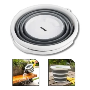 Balde Dobrável Limpeza Lavanderia 10 Litros Compacto Vonder Cinza