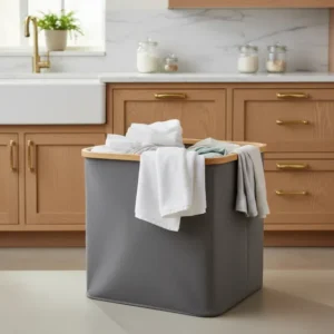 Cesto De Roupa Suja 70 Litros Dobrável Organizador Cinza-escuro Lisa