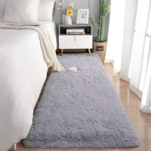 Tapete Passadeira Felpuda Texfine 1m x 60cm Cinza Sala Quarto Corredor