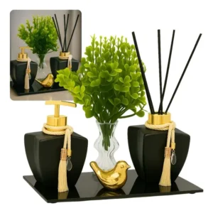 Kit Lavabo Luxo Saboneteira Difusor Aromatizador De Ambiente