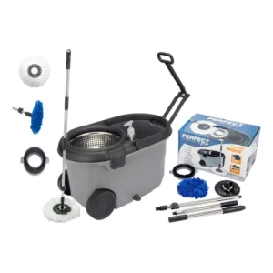 Balde Esfregão Perfect Mop Move 3 Refis Com Roda E Alça Cinza