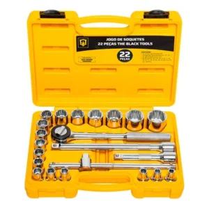Jogo Kit de Ferramentas Manuais Chave Catraca 1/2 8 a 32mm BCS022 The Black Tools Cor Amarelo