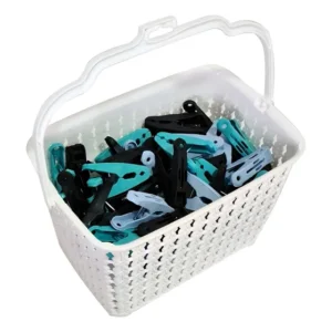 Kit Cesto + 96 Grampos De Roupas Cesto Com Alça Multiuso