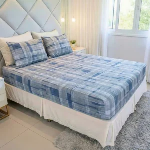 Jogo De Lençol Cama Casal Size 3 Peças Box Estampado Com Elástico Malha 100% Algodão Cozzilar Toque Macio Hotel Pousada Modelo 15