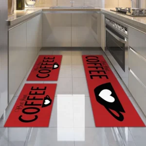 Tapete Para Cozinha Black Coffee Jogo 3 Peças Antiderrapante Cor Branco Desenho Do Tecido --coffee