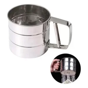 Polvilhador Inox Peneira C/gatilho Caneca Peneirador Açucar