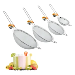 Kit 4 Peneiras Coador Inox Cozinha 12 14 16 18 Cm