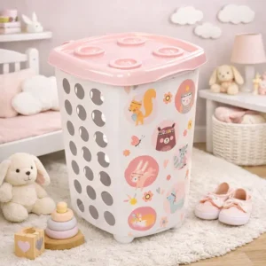 Cesto Quarto De Menina Rosa Infantil Para Roupa Suja