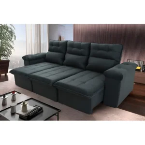 Sofá Retrátil/reclinável King House Verona Molas Bonnel 2,30m Cinza Lunar C/ Molas Cor Cinza-escuro