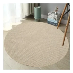 Tapete Sala Redondo 150x150 Sisal Fácil Limpar Sem Pelos 570 1.5 M Bege