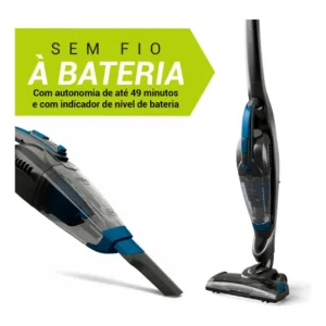 Aspirador de Pó 2 em 1 Philco PAS56 Sem Fio Vertical e Portátil Bivolt Automático 200W Bateria Lítio 49min Filtro Hepa Reservatório 1L Turbo Brush Led Cinza Azul