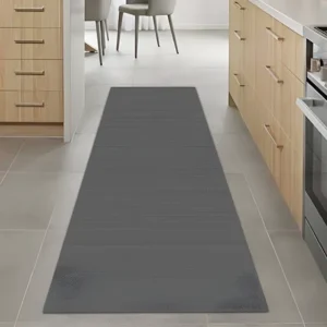 Tapete Passadeira De Cozinha Liso 250x60 Antiderrapante Cor Cinza-escuro
