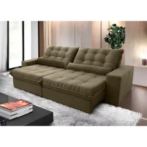 Sofá Retrátil reclinável Zurique 2,70m Velut Bege con Molas King House