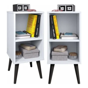 Kit 2 Criado Cama Casal Mesinha De Cabeceira Mega Acabamento Brilhante Cor Branco