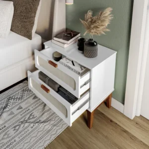 Mesa Lateral Para Quarto Moderno Com Palhinha Indiana 60cm
