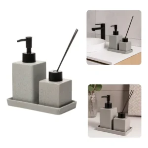 Kit Lavabo Banheiro E Difusor Aromatizador Granilite Cinza