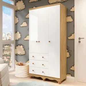 Guarda-roupa De Bebê 3 Portas E 3 Gavetas 100% Mdf Gjwt