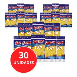 Kit 30 Luvas Latex Limpeza Multiuso Sanro Top Amarela Tam G Amarelo