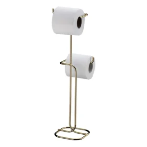 Porta Papel Higiênico Duplo cromado Dourado Luxo Future FT1176DD