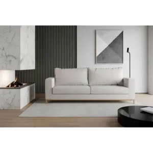 Sofá 3 Lugares Davos Base De Madeira Linho Cotton Cru