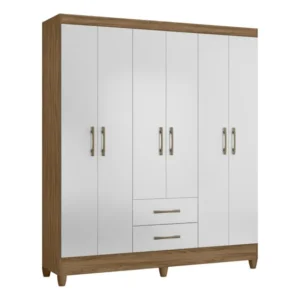 Guarda Roupa 6 Portas 9530 Naturale Branco Moval Natural/branco