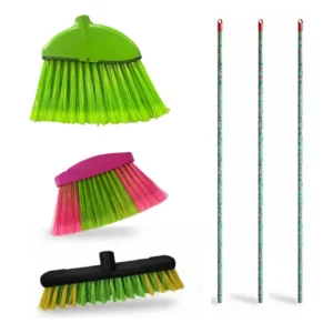 Kit C/3 Vassouras Varre Canto Tradicional + Lava Casa C/cabo