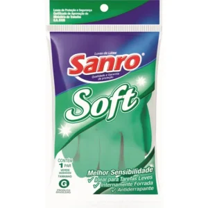 Kit 5 Luva Limpeza Latex Verde Sanro Soft Borracha Reforçada
