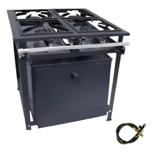 Fogão Industrial 4 Bocas 30x30 De Piso + Forno Alta Pressão Grafite Botijão De Gás Cozinha Tradicional P-13