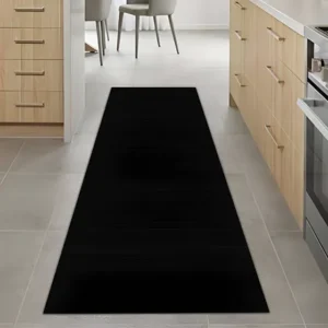 Tapete Passadeira De Cozinha Liso 160x50 Antiderrapante Cor Preto