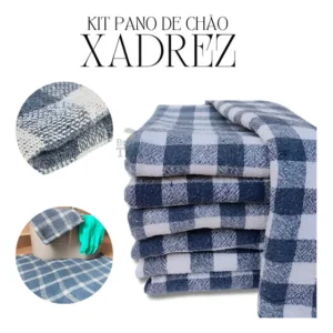 Pano De Chão Kit 05 Pano Xadrez 65x40cm Grande Encorpado