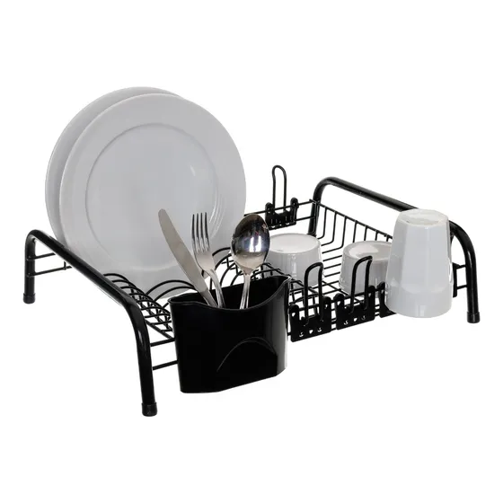 Escorredor De Pratos Copo Com Porta Talher Cozinha Cor Preto