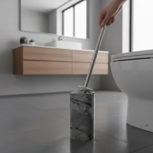 Escova Sanitária Com Suporte Marmorizado Pvc