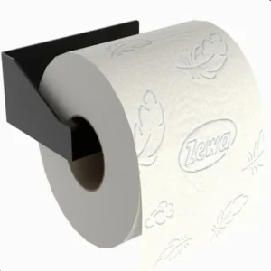 Porta Papel Higiênico Adesivo Preto Fosco MetalCromo Aço Inox Parede