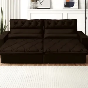 Sofá Retrátil/reclinável Dakar 3,00m Velut Marrom Com Molas