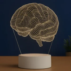 Luminária Led 3d Cérebro 3d - Abajur De Mesa Cúpula Branco Estrutura Branco Usb