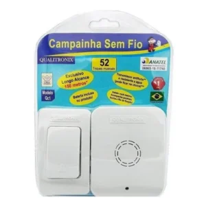 Campainha Sem Fio Qualitronix QC1 150m à Prova D'Água 52 Sons Branco