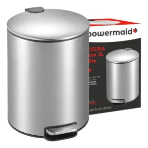 Lixeira Slim 3 Litros Inox Acionamento Pedal Lavabo Cozinha Prateado
