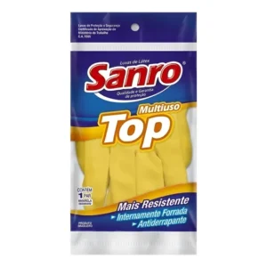 Luva Látex Forrada Sanro Top Multiuso Borracha Epi Limpeza