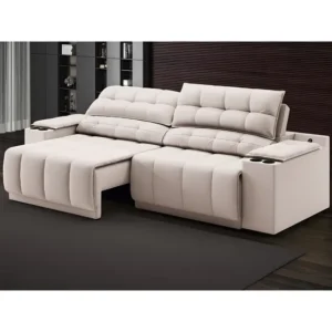 Sofá Com Usb Retrátil E Reclinável Samurai 2m Cor Areia