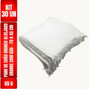 Kit C/ 30 Un - Pano De Chão Branco Alvejado 70 X 45 Cm - Neves - Grande - Tipo Saco Duplo - Atacado - Limpeza Leves E Pesadas - Secagem De Vidros E Automóveis - Limpeza Em Geral
