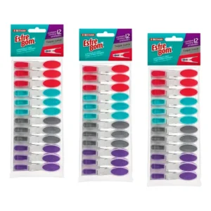 Kit 36 Prendedor Para Roupa Grampo Emborrachado Esfrebom Gsn