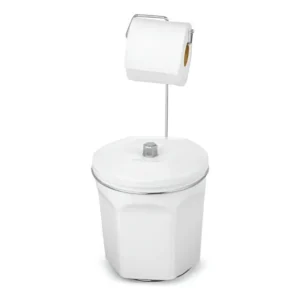 Suporte Papel Higiênico Com Cesto De Lixo Com Tampa Branco