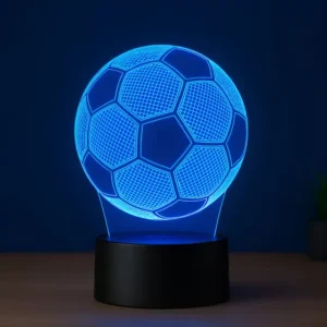 Luminária 3d Bola De Futebol 7 Cores Preto