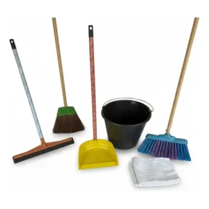 Kit Limpeza Vassoura De Nylon Piaçava Rodo Pá Balde 2 Panos