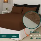 Jogo De Lençol Cama Queen Size 3 Peças Box Liso Com Elástico Malha 100% Algodão Cozzilar Toque Macio Hotel Pousada Marrom - Imagem 5