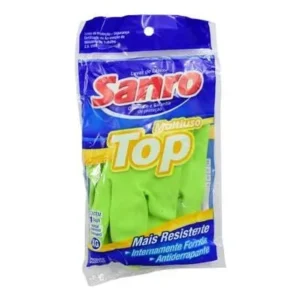 Luva Sanro Top Látex Borracha P M G Xg Multiuso Verde Limpez